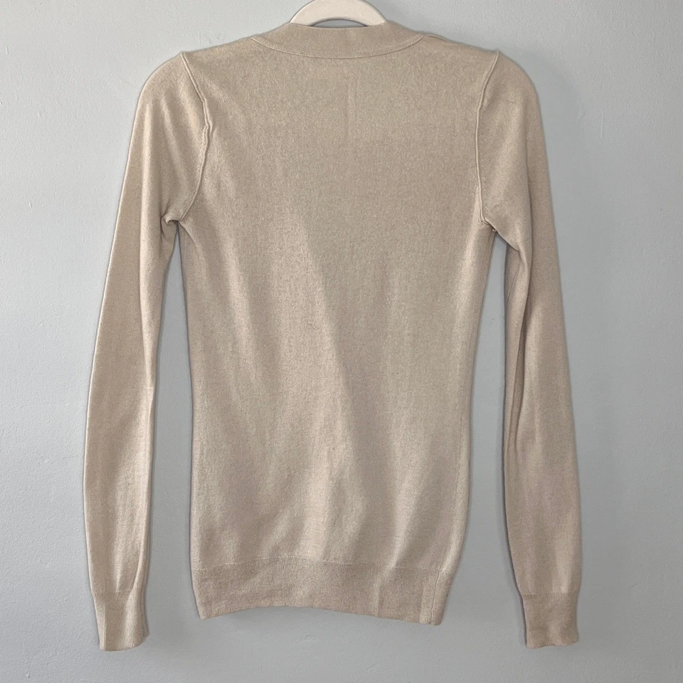 Cárdigan Suéter Martin + Osa XS Beige Cachemira Seda Botón Bolsillos Delanteros Foto 3 de 4