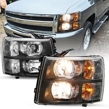 Headlights for 2007-2013 Silverado 1500 2500HD 3500HD Black Clear Reflector