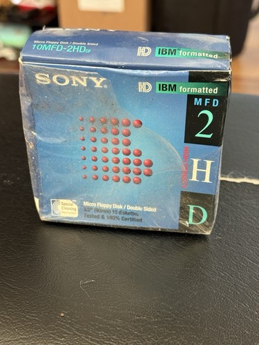 10 Pack Sony 3.5” Floppy Disks 2HD 1.44 MB 10 MFD-2HD 1 BM Formatted