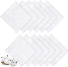 12 Pack White Soft Cotton Handkerchiefs Men New