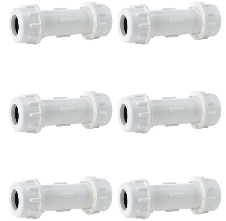 6-Pack 3/4 in. Schedule 40 PVC Compression Couplings Slip/Socket