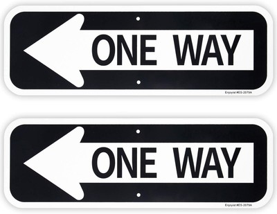 2 Pack 18x6 Inch One Way Signs with Left Arrow Rust-Free Aluminum Arrow Sign