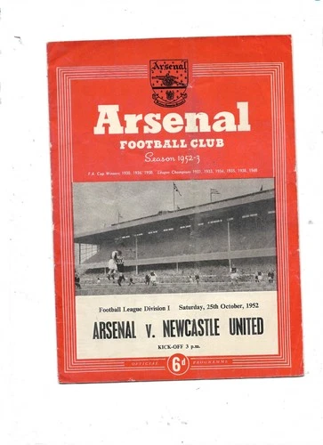 1952/3 Arsenal v Newcastle United football programme