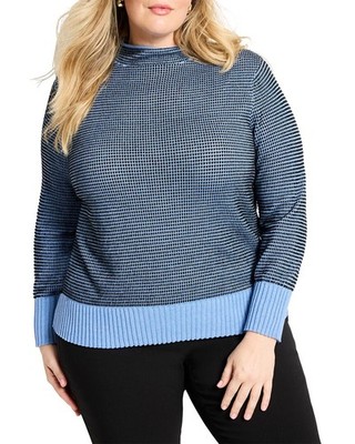 Nic+Zoe Plus Funnel Neck Pixel Knit Sweater Women's