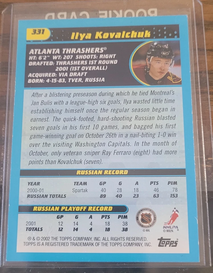 2001-02 Topps - #331 Ilya Kovalchuk (RC) - Image 2 of 2