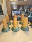 (6) VINTAGE LILY PAD TULIP LAMP REPLACEMENT SHADES GREEN AMBER RARE TWIST ON