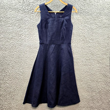 Next Womens A-line Dress Size 8 Navy Blue Textured Sleeveless Scoop Neck