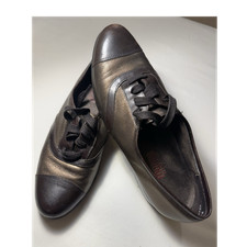 Munro American Women s Brown Leather Lace-Up Oxford Flats Round Toe US 8.5 N
