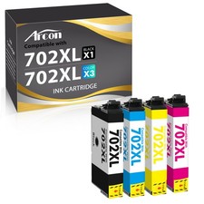 4PK 702 XL 702XL Ink Cartridges for Epson WorkForce Pro WF-3720 WF-3730 WF-3733