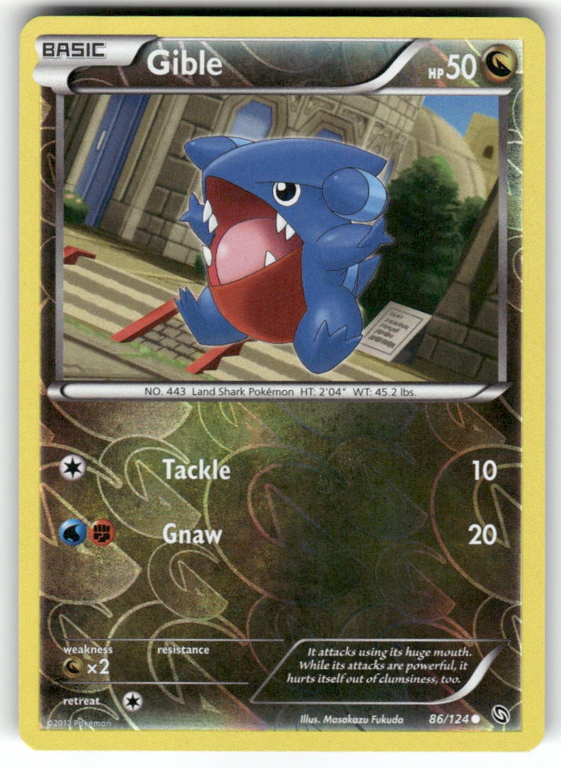 GIBLE - 86/124 - LP - Dragons Exalted - REVERSE HOLO Common - Pokemon