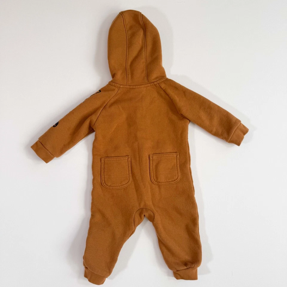 Mono Carhartt Marrón Bebé Mameluco Infantil 6M Marrón Con Capucha Vellón Cremallera Mono Foto 4 de 4