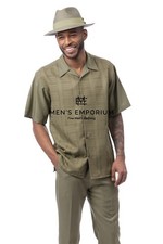NEW Mens Montique 2PC Summer Walking Set Leisure Suit Regular Fit 2612 Olive USA