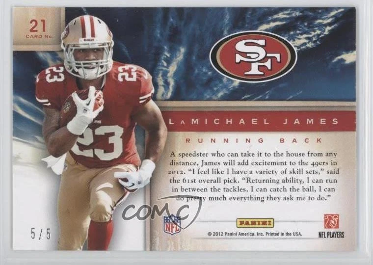 2012 Playoff Prestige The National /5 LaMichael James #21 Rookie RC - Image 2 of 2