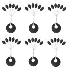 720pcs Fishing Rubber Bobber Stoppers, 6 in 1 Bobber Stops, Black Oval Floats