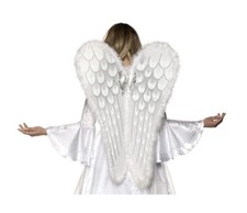 Heavenly Angel Wings - Glitter - Feather Trim - Costume Accessory - One Size