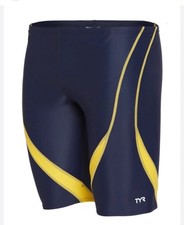 TYR Men's Navy and Yellow Competitive Swim Jammers size XS NWT