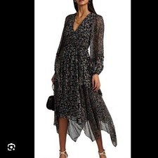 Ulla Johnson x Barneys NY Floral Silk Maxi Long Sleeve Party Cocktail Sz 8