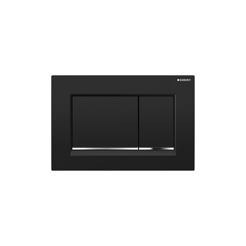 Geberit Sigma30 Plastic Dual Flush Actuator Plate Black/Polished Chrome Accent