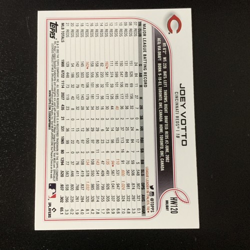 Joey Votto Candy Cane Bat 2022 Topps Holiday #HW120 SP Variation Card Reds RARE - Picture 2 of 2