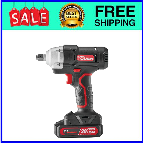 Hyper Tough 20V Cordless 1/2-inch Impact Wrench, Variable Speed Trigger, 2.0 Ah