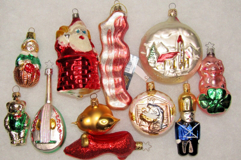 Lot VTG Modern Glass Figurine SANTA NATIVITY PIGGY BEAR BIRD Christmas Ornaments
