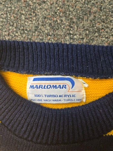 Vintage USNA Naval Academy Long Sleeve Striped Sweater Yellow & Navy Size L/XL - Picture 5 of 9