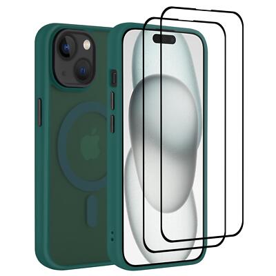 Magnet Hülle für iPhone 15 Pro Plus Max + 2 Displayschutzfolien Slim Cover