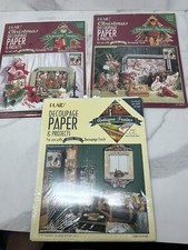 3 VTG 1994 PLAID Decoupage Papers Christmas And Antique Trains Brand New