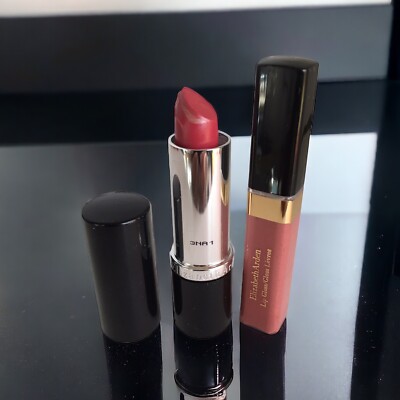 Elizabeth Arden Beautiful Color Lipstick Wildberry 33 + Rose Gold Lip Gloss SET