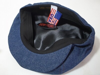 New York Hat Co Denim Stitch Newsboy Cap Cotton Blue size XL Made