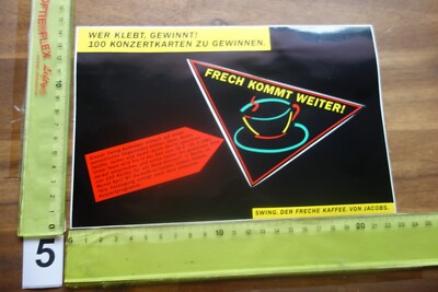 Alter Aufkleber Coffee Kaffee JACOBS Aktion 1987 Spruch Frech kommt weiter (5c)
