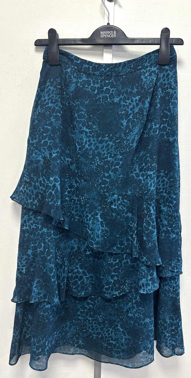 NEW! Whistles UK6 Eu34 US2 teal 'Big Cat' tiered chiffon skirt