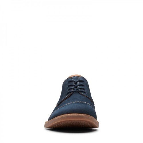 Clarks Men 8 Atticus Cap Oxford Blue Nubuck Leatherback Comfort Dress Shoe 16501 - Picture 3 of 18