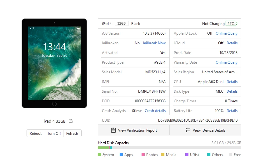 Apple iPad 4th Gen. 32GB WiFi 9.7in Black 100% Battery Life - Image 3 of 4