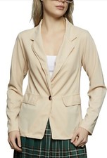 Womens Notch Collar Buttoned Blazers. Size Small.  Color Stone.
