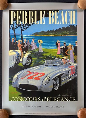 2011 SIGNED Pebble Beach Concours Poster MERCEDES-BENZ 300 SLR