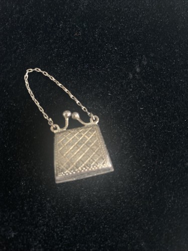 Vintage Sterling Silver Small Opening Purse Charm Pill Container Pendant