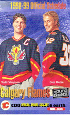 1998-99 CALGARY FLAMES POCKET SCHEDULE * TODD SIMPSON * CALE HULSE (42V16)