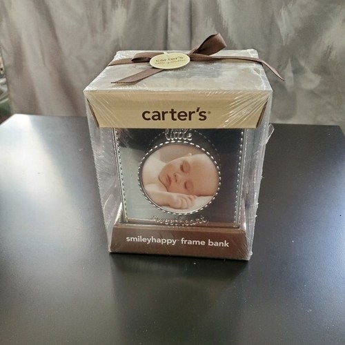 NIB Carter’s smileyhappy Silver Plated Cube Frame Bank (Discontinued by Mfr) - Picture 3 of 6