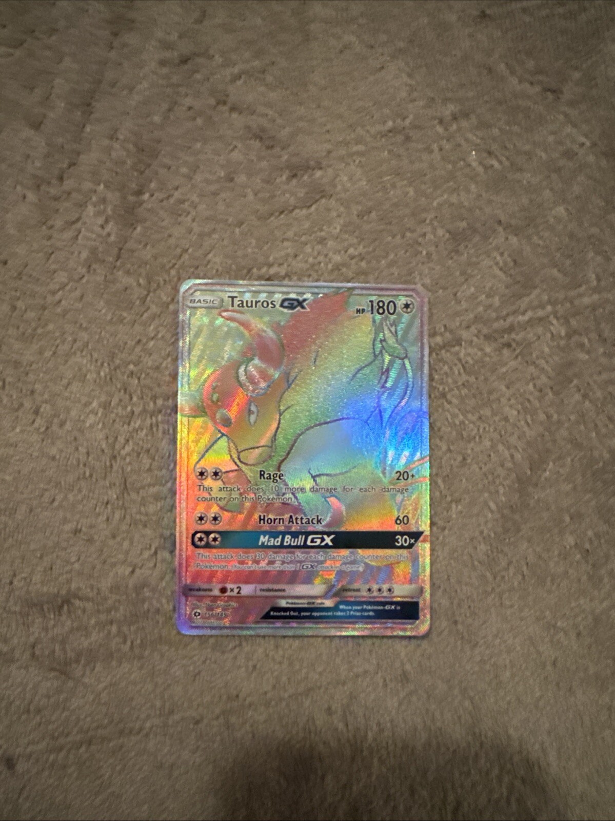 Tauros GX 156/149 Full Art Rainbow Rare | Sun & Moon | Pokemon TCG Near Mint