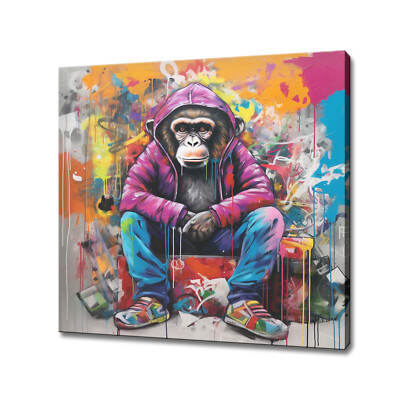 Bunter Affe Street Art Graffiti Leinwandbild Bild modern Wandbehang