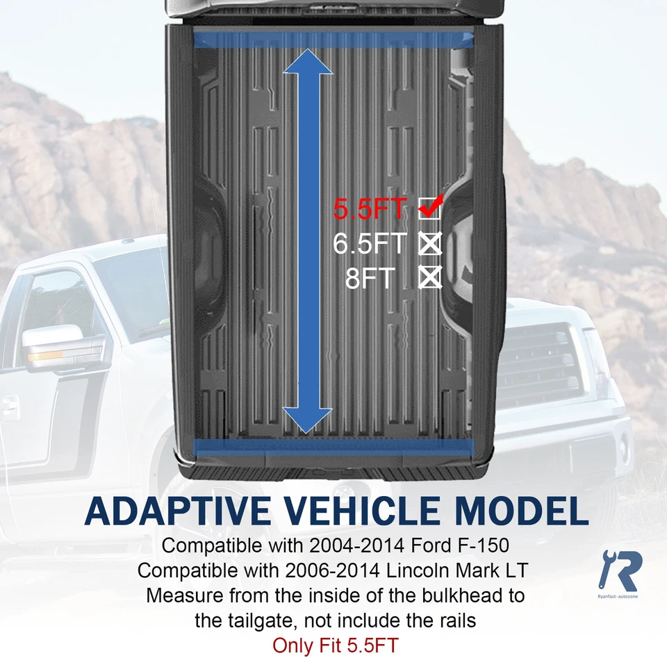 Cubierta Tonneau triple plataforma de camioneta de 5,5 ft para Ford F-150 04-14 06-14 Lincoln Mark Foto 2 de 4