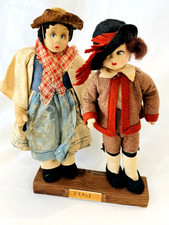 2 bambole Karavan tipo Lenci italiano 9" circa anni 40 ragazzo e ragazza statuine home decò