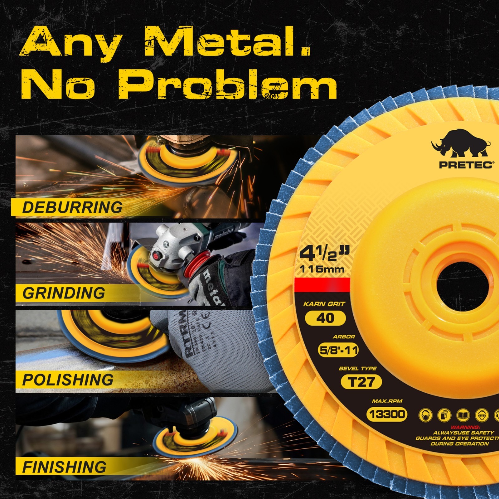 100+20 Pack Flap Discs 40 Grit 4.5" x 7/8" Grinding Sanding Wheels Disc Zirconia