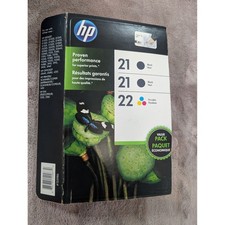 HP 21 22 Ink Cartridge Value Pack Black Tri-color C9351A C9352A 3-Pack Open Box
