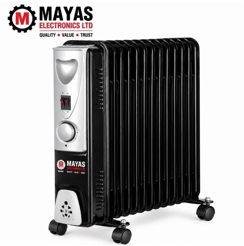 2500W Oil Filled Radiator Heater 11 Fin Portable Electric Heater 3 Heat Settings