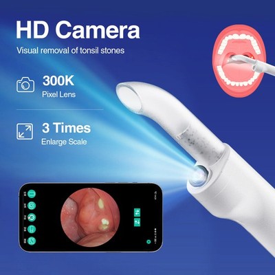 Electric Visible Tonsil Stone Remover 3 Suction Levels LED Light Vacuum Cleaner