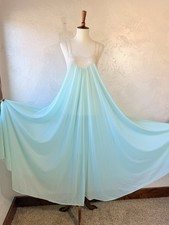 Vintage 1970s Vanity Fair Aqua Nylon Lace Nightgown Size S Full Sweep