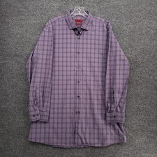 Hugo Boss Dress Shirt Mens 17 43 Purple Slim Fit Button Up Plaid Long Sleeve