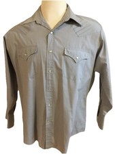 Men Sheplers Gray Snap Long Sl L/S Shirt 2 Pockets Poly Cotton 16.5-33 16 1/2 33